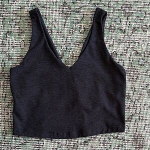 Heathered black beyond yoga V-Neck Crop Top